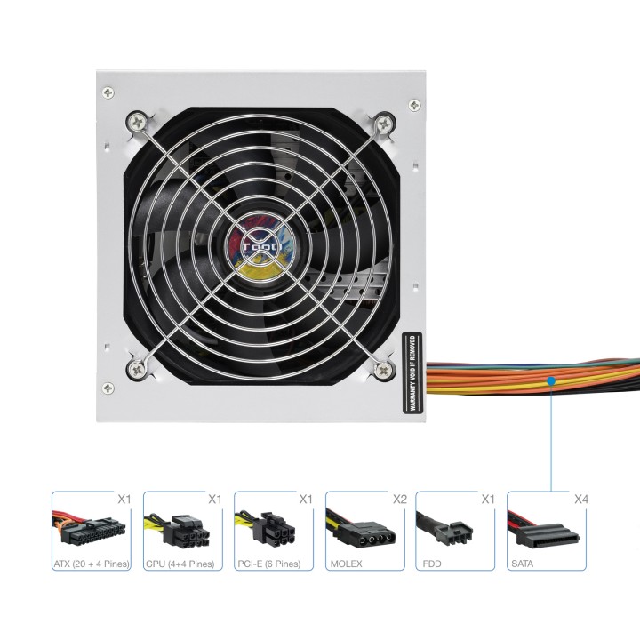 Fuente TooQ 500W ATX 120mm Plata (TQAPOLO-500SP)