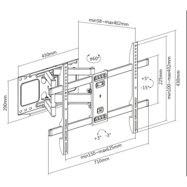 Soporte Pared 37"-80" Gira/Inclina Máx. 60Kg (EQ650335)