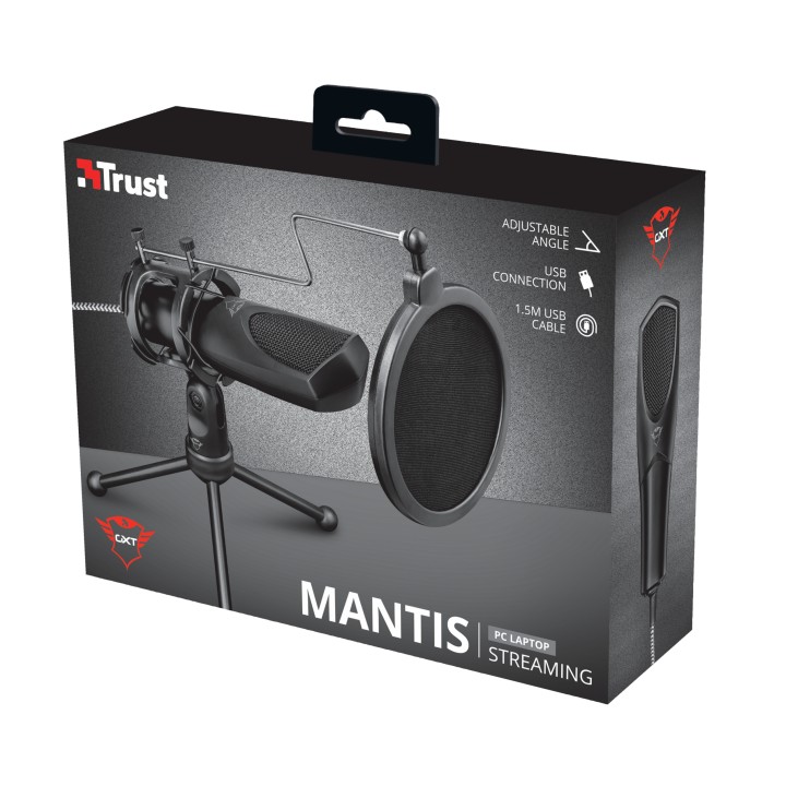 Micrófono Trust GXT232 Mantis USB Trípode Negro (22656)
