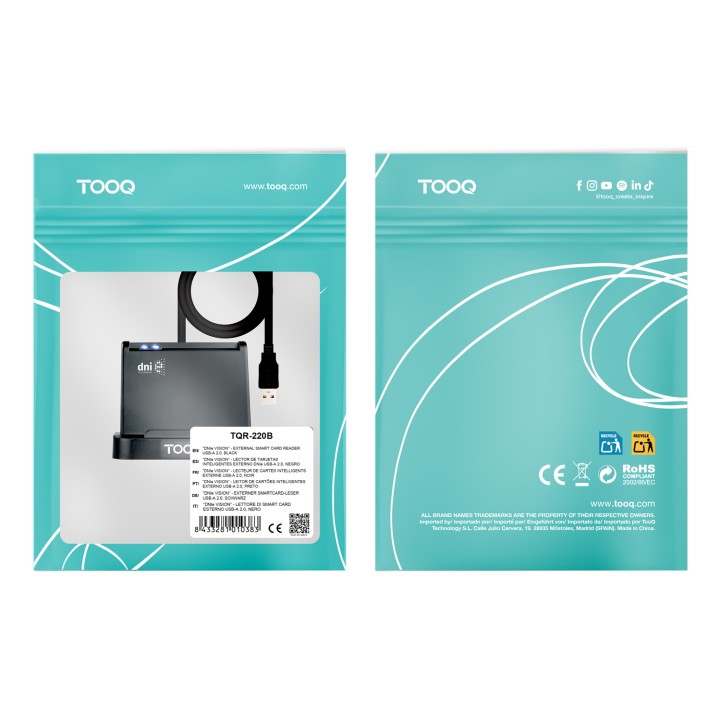 Lector Tarjetas TooQ DNIe USB 2.0 Negro (TQR-220B)