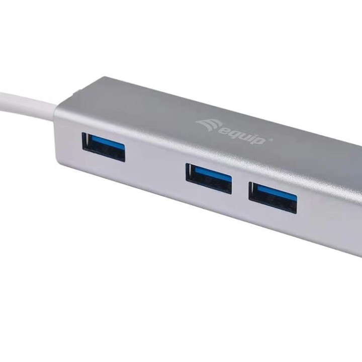 Hub EQUIP USB-C 3.0 a 4xUSB-A 3.0 Plata (EQ128958)