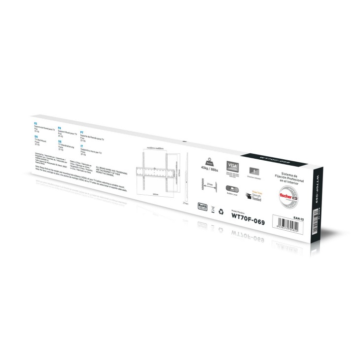 Soporte Pared AISENS Fijo 37"-70" Máx. 40Kg (WT70F-069)