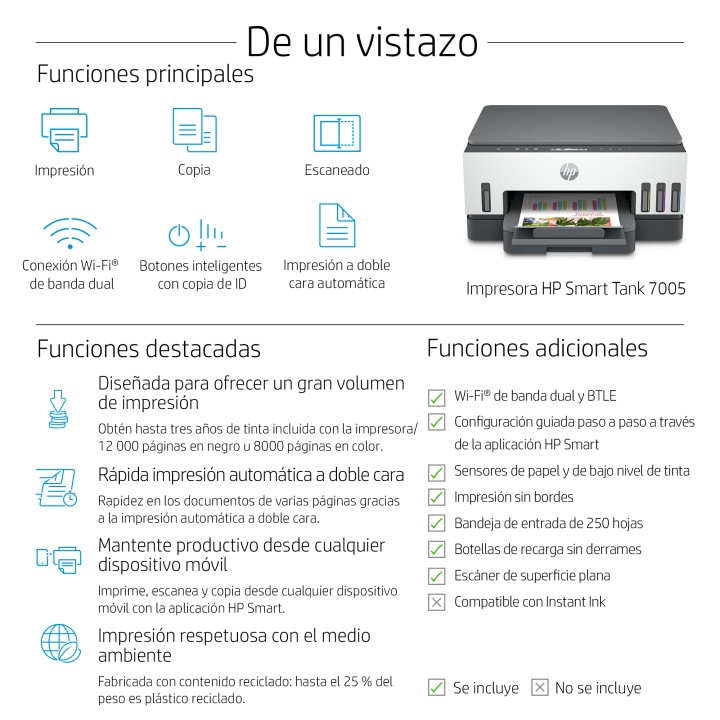 Multif HP Smart Tank 7005 A4 Color WiFi BT (28B54A)