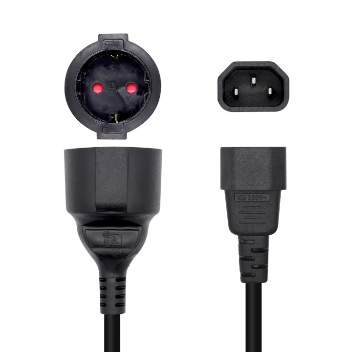 Cable AISENS C14/M a CEE7/H 25cm Negro (A132-0467)