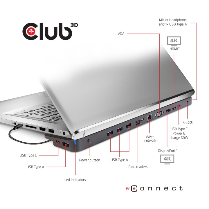 Docking Club 3D 12en1 USB-C 100W Negro (CSV-1564W100)