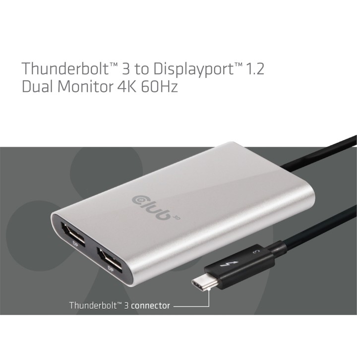 Adaptador Club 3D Thunderbolt 3 a 2xDP Plata (CSV-1577)
