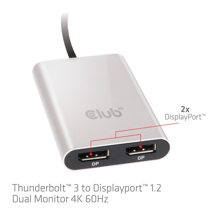 Adaptador Club 3D Thunderbolt 3 a 2xDP Plata (CSV-1577)
