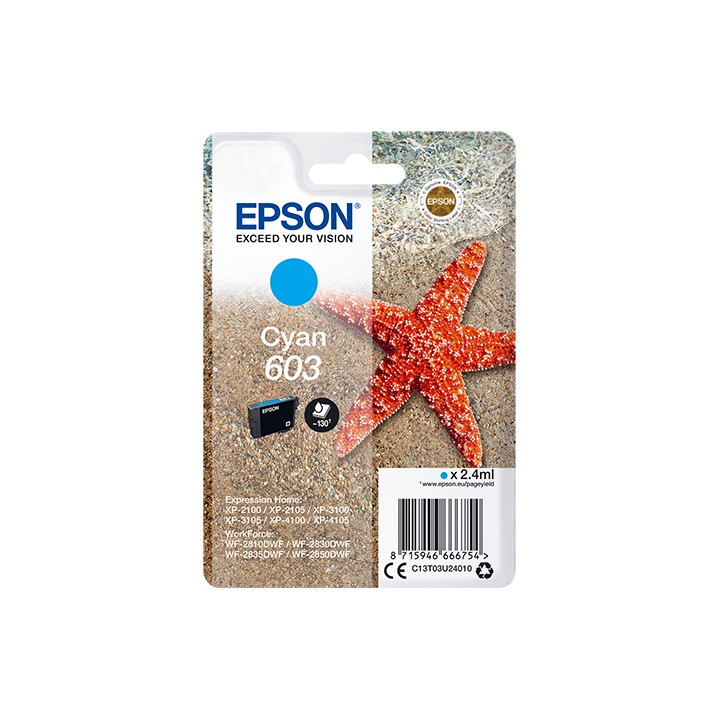 Tinta Epson 603 Cian 2.4ml Estrella mar (C13T03U24010)