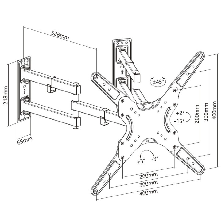 Soporte Pared EQUIP 23"-55" Inclinable 45Kg (EQ650328)