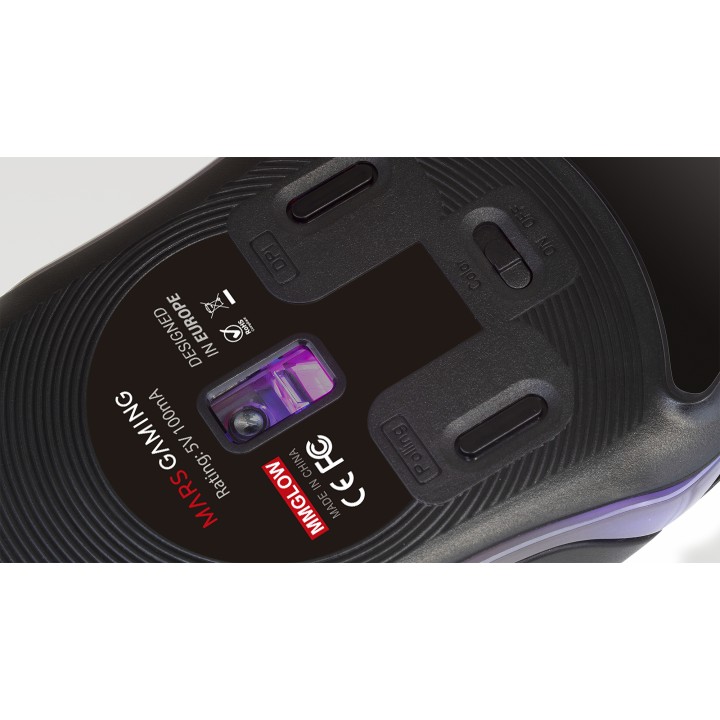 Ratón Mars Gaming Óptico 12800dpi Espejo Negro (MMGLOW)