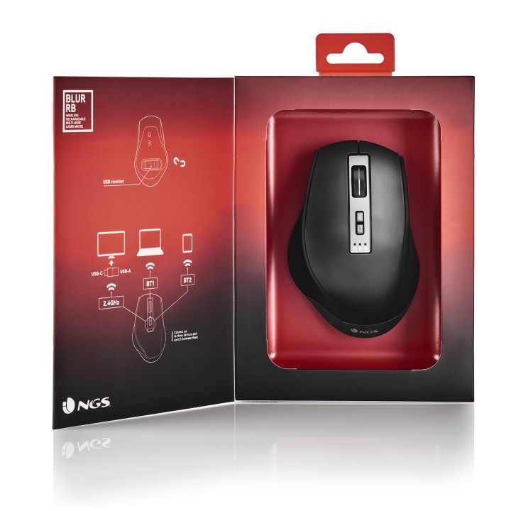 Ratón Gaming NGS Láser RF BT 3200dpi Negro (BLUR-RB)