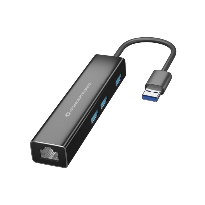 Hub CONCEPTRONIC USB-A a 3USB-A 1xRJ45 Negro (DONN07BA)