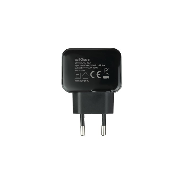 Cargador de Pared TooQ 12W 1USB-A 2.0 Negro (TQWC-1S01)