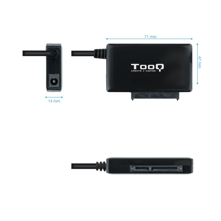 Adaptador TooQ USB-C a SATA 2.5"/3.5" Negro (TQHDA-02C)
