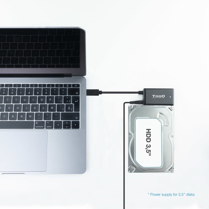 Adaptador TooQ USB-C a SATA 2.5"/3.5" Negro (TQHDA-02C)