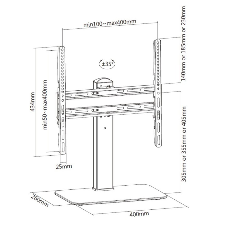 Soporte de Mesa EQUIP 32"-55" Máx 40Kg Negro (EQ650611)