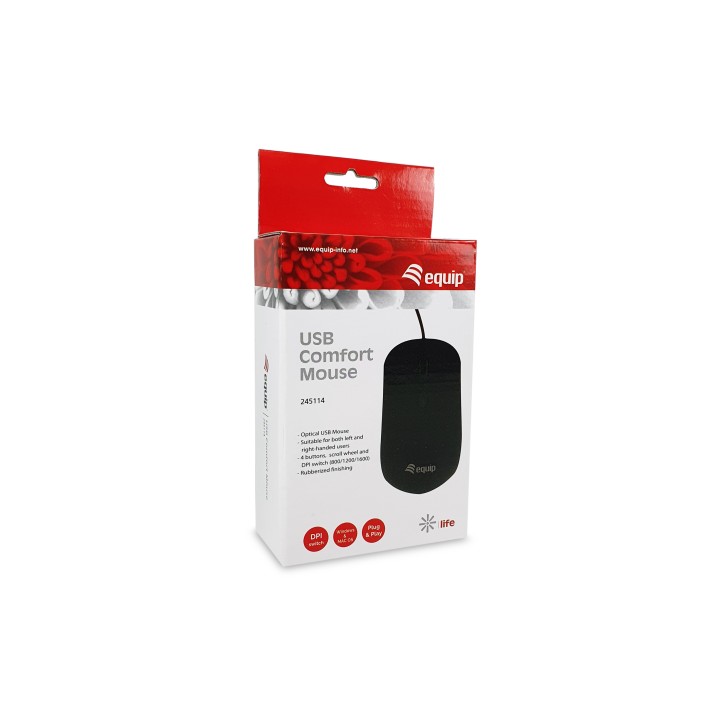 Ratón EQUIP Life Comfort USB-A 1000dpi Negro (EQ245114)