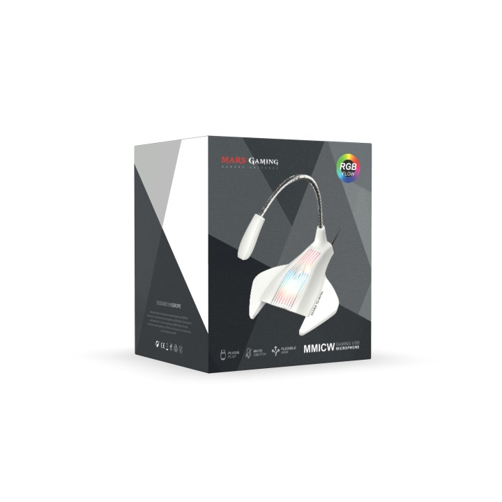 Micrófono Sobremesa Mars Gaming Flexible Blanco (MMICW)