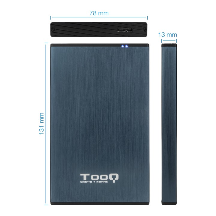 Caja TooQ HDD 2.5" SATA USB 3.0 Azul (TQE-2527PB)
