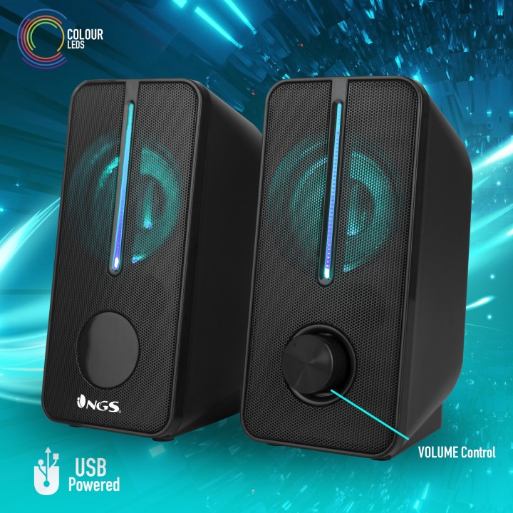 Altavoces Gaming NGS RGB 12W 3.5mm Negros (GSX-150)