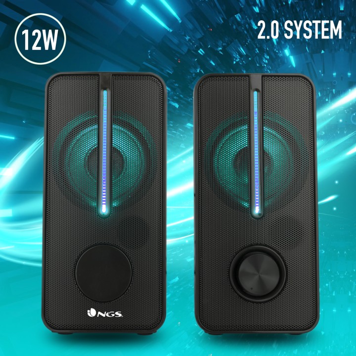 Altavoces Gaming NGS RGB 12W 3.5mm Negros (GSX-150)