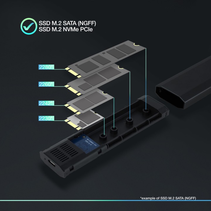 Caja TooQ SSD M.2/PCIe USB-C 3.0 Negro (TQE-2223B)