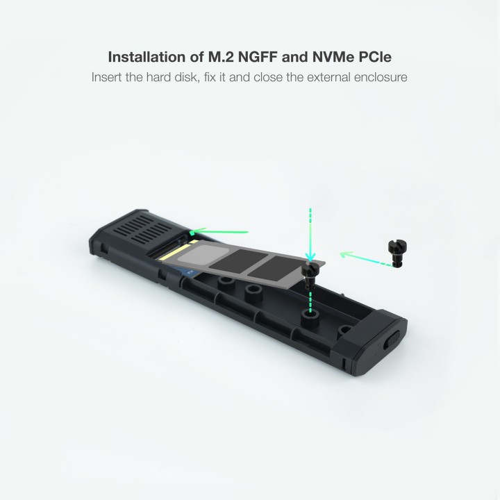 Caja TooQ SSD M.2/PCIe USB-C 3.0 Negro (TQE-2223B)