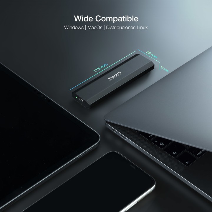 Caja TooQ SSD M.2/PCIe USB-C 3.0 Negro (TQE-2223B)