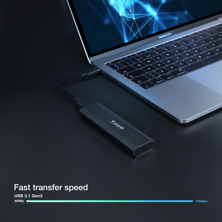 Caja TooQ SSD M.2/PCIe USB-C 3.0 Negro (TQE-2223B)