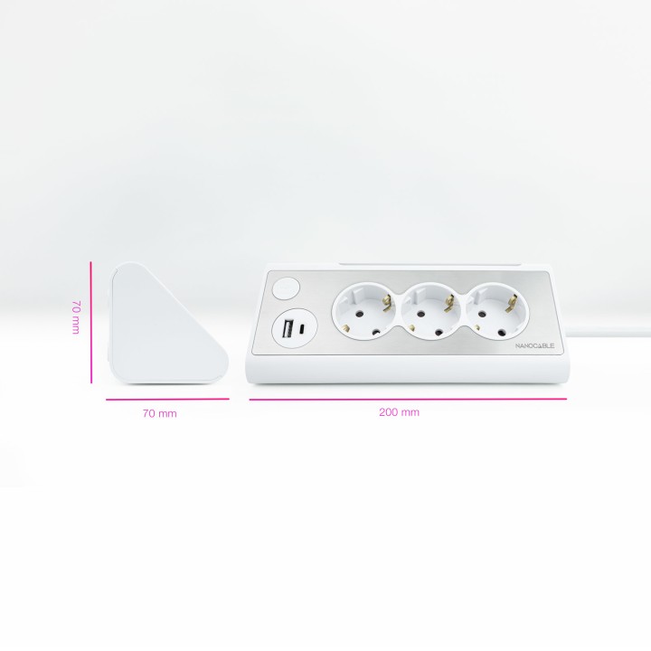 Regleta Nanocable 3xSchuko 2xUSB Blanca (10.37.0013-W)