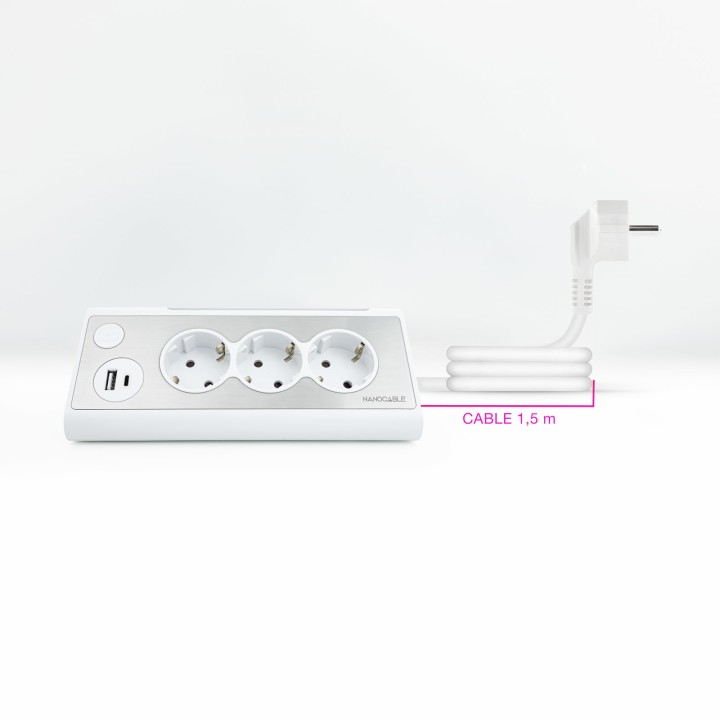 Regleta Nanocable 3xSchuko 2xUSB Blanca (10.37.0013-W)