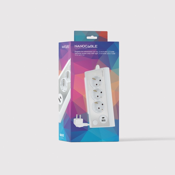 Regleta Nanocable 3xSchuko 2xUSB Blanca (10.37.0013-W)