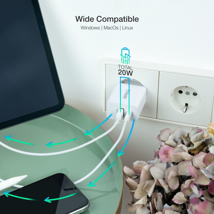 Cargador de Pared TooQ 18W/20W USB-A/C (TQWC-2SC04WT)