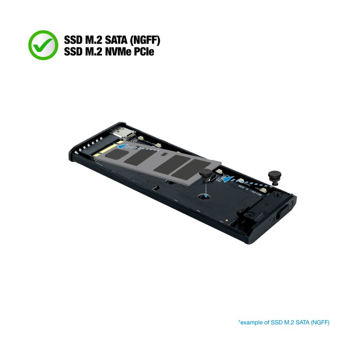 Caja TooQ SSD M.2/PCIe/SATA USB-C 3.0 Gris (TQE-2221G)