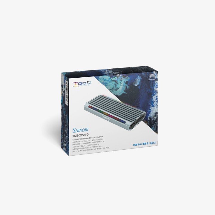 Caja TooQ SSD M.2/PCIe/SATA USB-C 3.0 Gris (TQE-2221G)