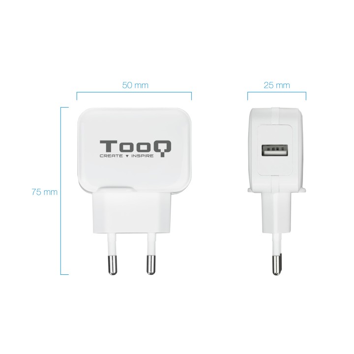 Cargador de Pared TooQ 12W USB 2.0 Blanco (TQWC-1S01WT)
