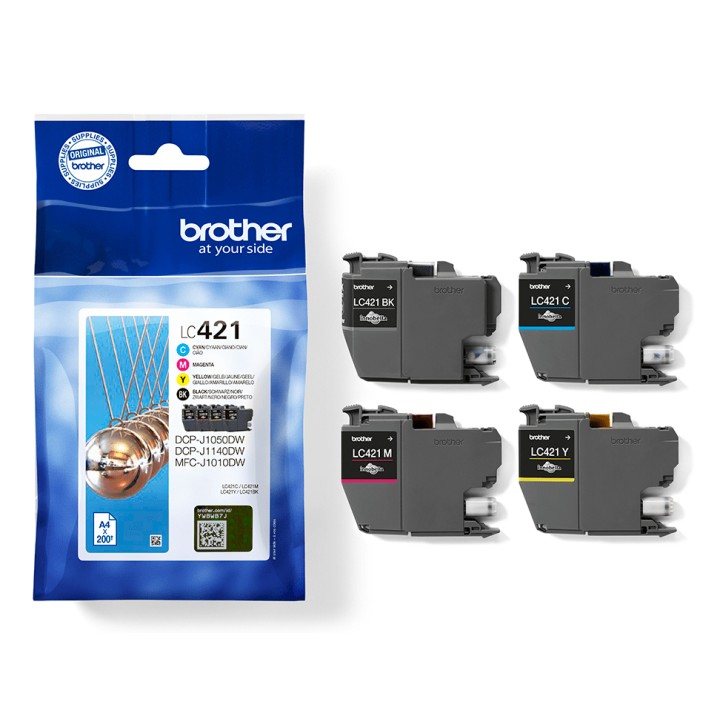 Tinta BROTHER Pack Negro/Tricolor (LC421VAL)