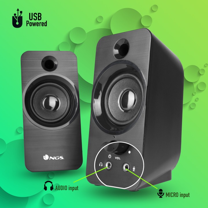Altavoces Gaming NGS Multimedia 2.0 6W Negro (SB350)