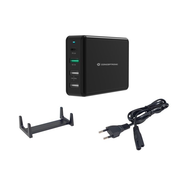 Cargador CONCEPTRONIC 65W 3USB-A 1USB-C Negro (OZUL01B)