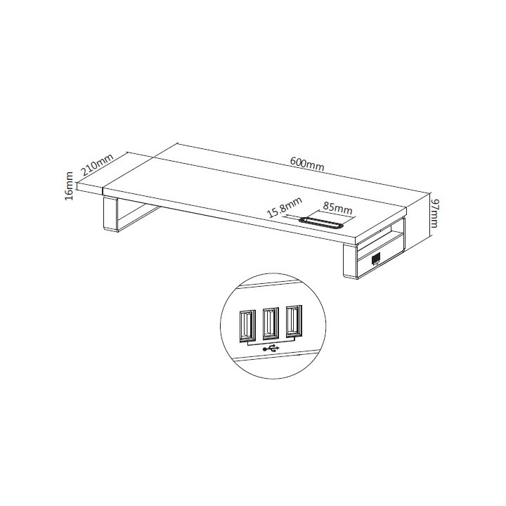 Soporte Escritorio EQUIP Monitor USB Negro (EQ650881)