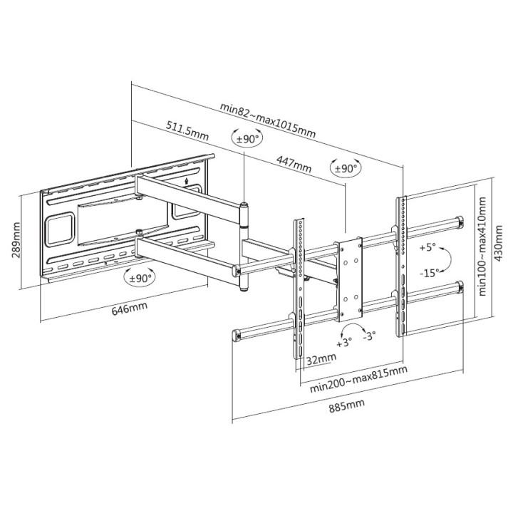 Soporte Pared EQUIP 43"-80" Inclinable 50Kg (EQ650327)