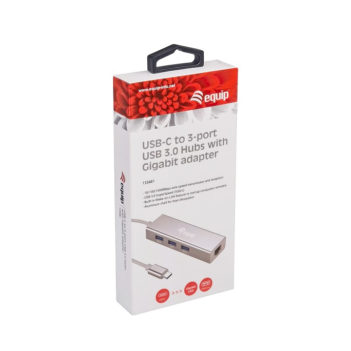 Adaptador EQUIP USB-C a USB-A/RJ45 Plata (EQ133481)