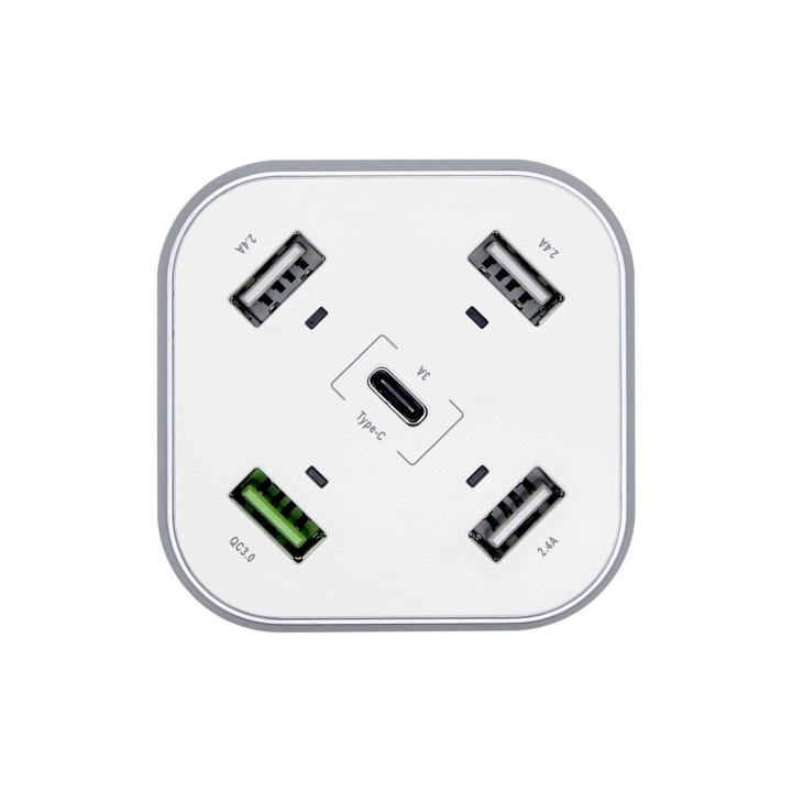 Cargador de Mesa AISENS 48W 5xUSB Blanco (ASCH-5PQC-W)