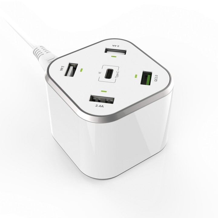 Cargador de Mesa AISENS 48W 5xUSB Blanco (ASCH-5PQC-W)