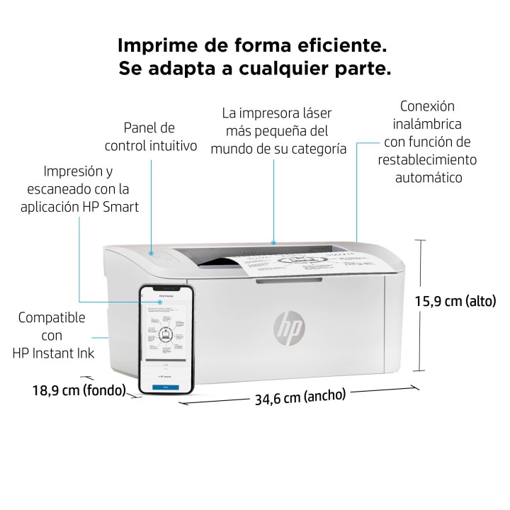 HP LaserJet M110W A4 B/N 1xUSB 2.0 WiFi Blanca (7MD66F)