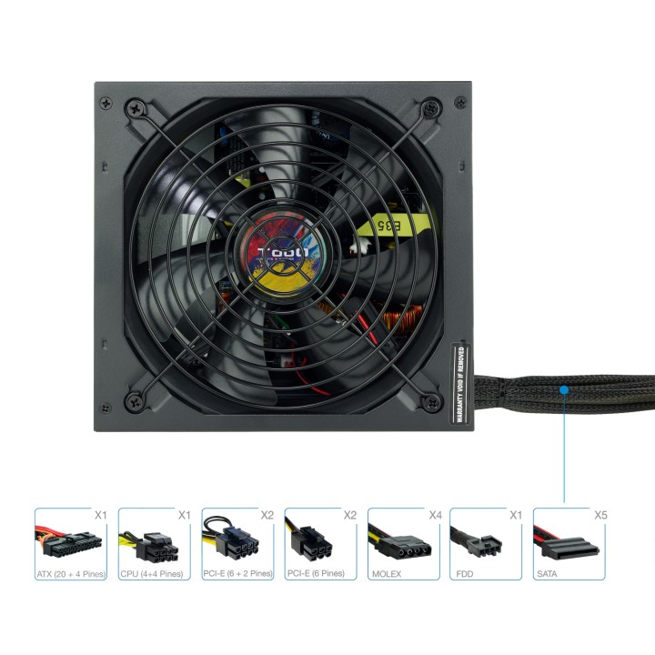 Fuente TooQ ATX 750W PFC 140mm Negra (TQAPOLO-750SP)