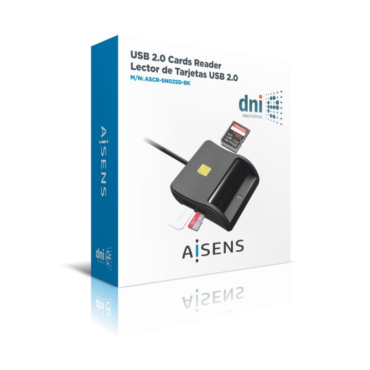Lector Tarjetas AISENS DNIe USB 2.0 (ASCR-SN02SD-BK)