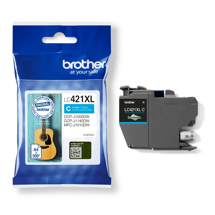 Tinta BROTHER XL Cian 500 páginas (LC421XLC)