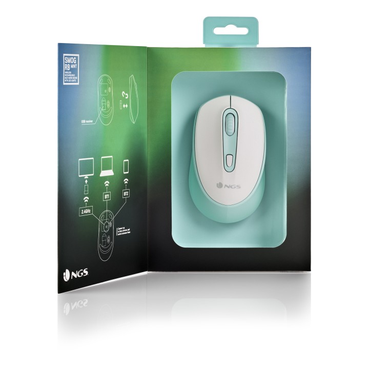 Ratón NGS Óptico BT 2400dpi Blanco/Menta (SMOGMINT-RB)