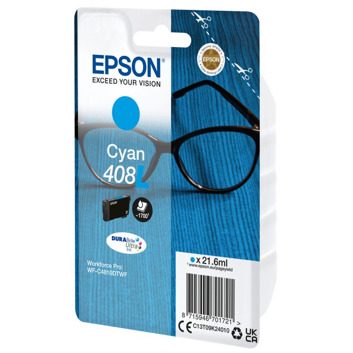 Tinta Epson 408L Cian 21.6ml 1700 pág (C13T09K24010)